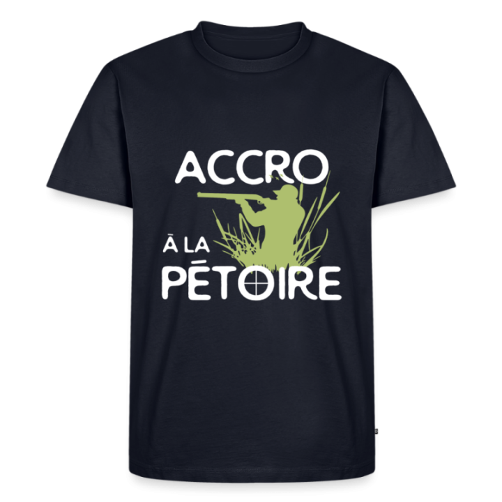 T-shirt premium homme - Accro à la pétoire - bleu marine - front