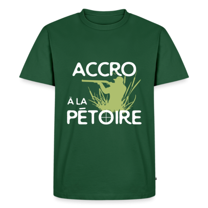 T-shirt premium homme - Accro à la pétoire - vert bouteille - front