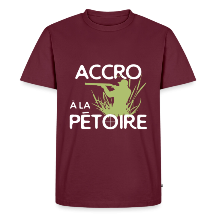 T-shirt premium homme - Accro à la pétoire - bourgogne - front