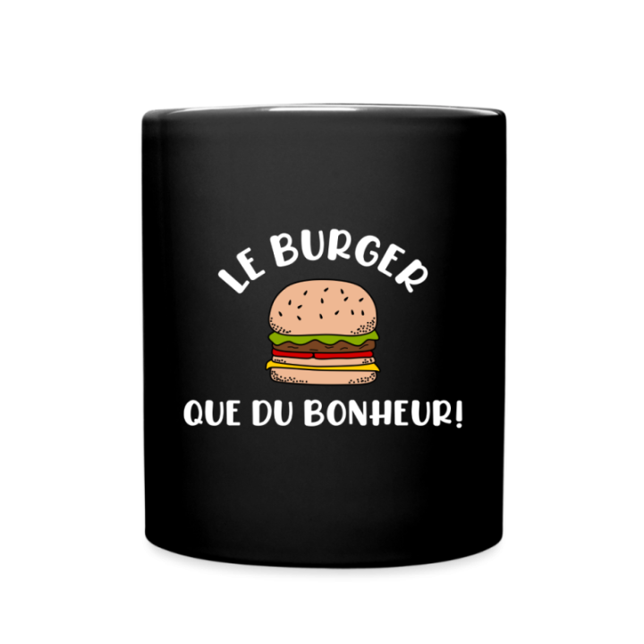 Mug uni - Burger: Que du bonheur - noir - front