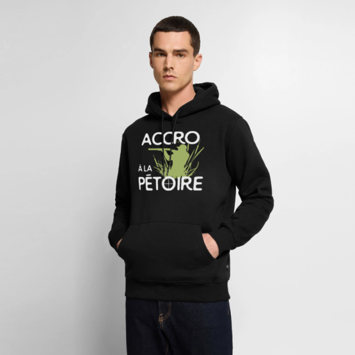 Sweat-shirt à capuche premium homme - Accro à la pétoire - noir - front