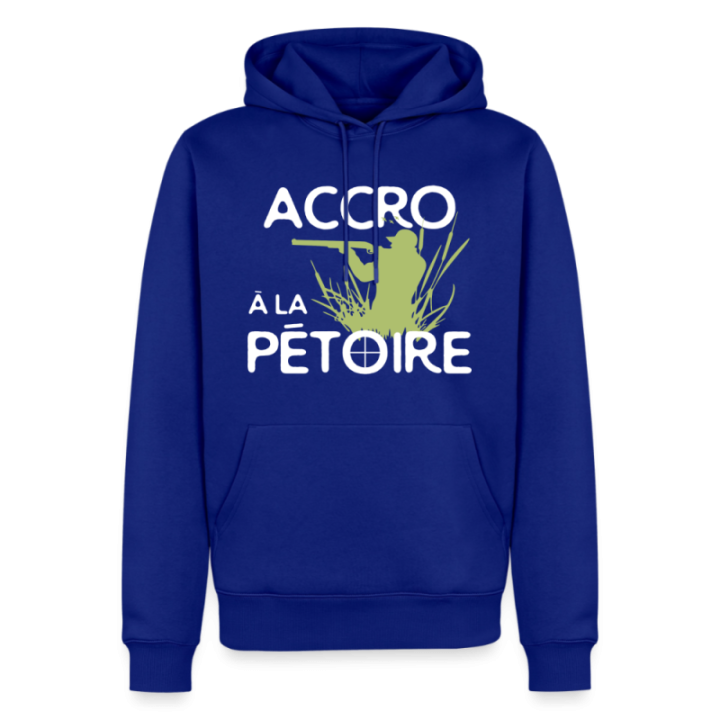Sweat-shirt à capuche premium homme - Accro à la pétoire - bleu roi - front