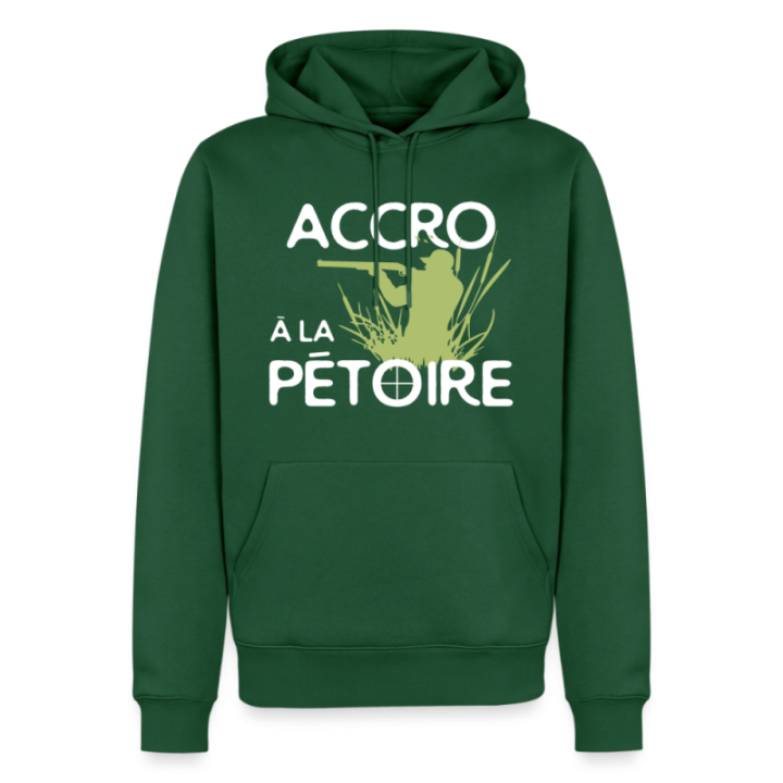 Sweat-shirt à capuche premium homme - Accro à la pétoire - vert bouteille - front