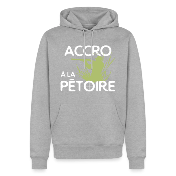 Sweat-shirt à capuche premium homme - Accro à la pétoire - gris chiné - front