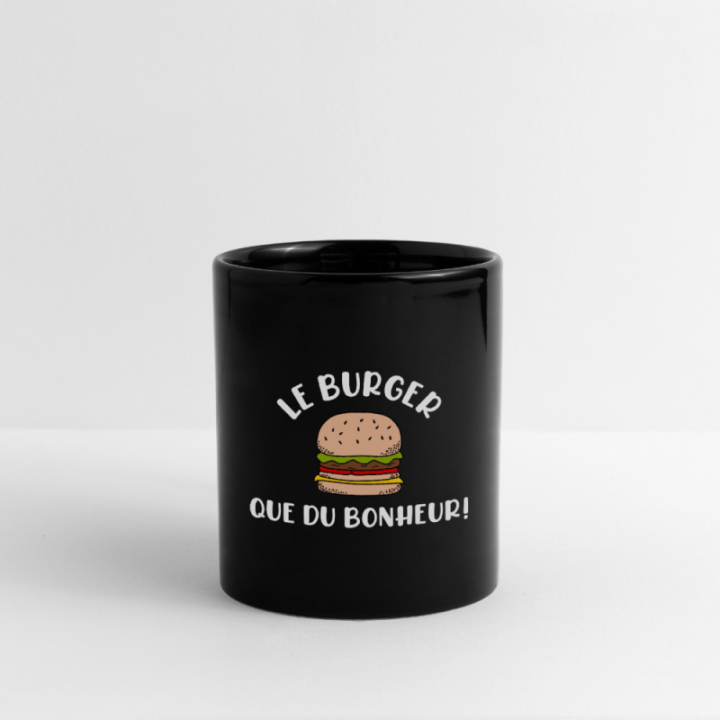 Mug uni - Burger: Que du bonheur - noir - front
