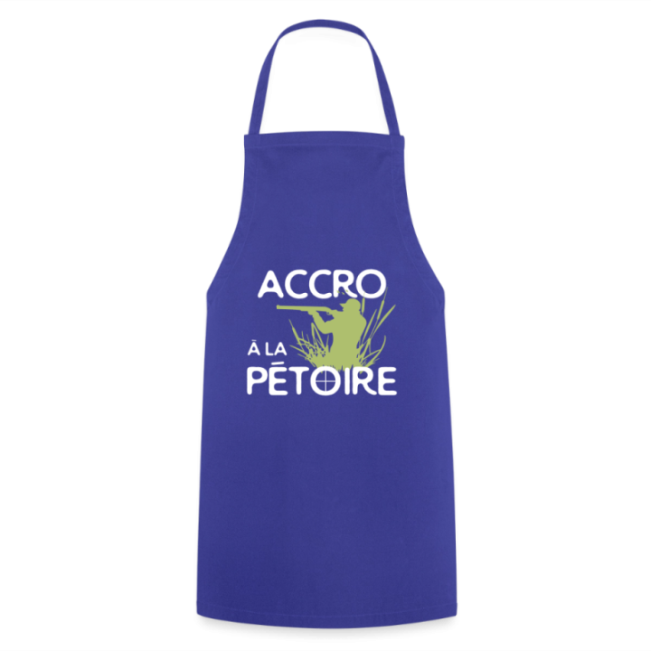 Tablier de cuisine - Accro à la pétoire - bleu royal - front