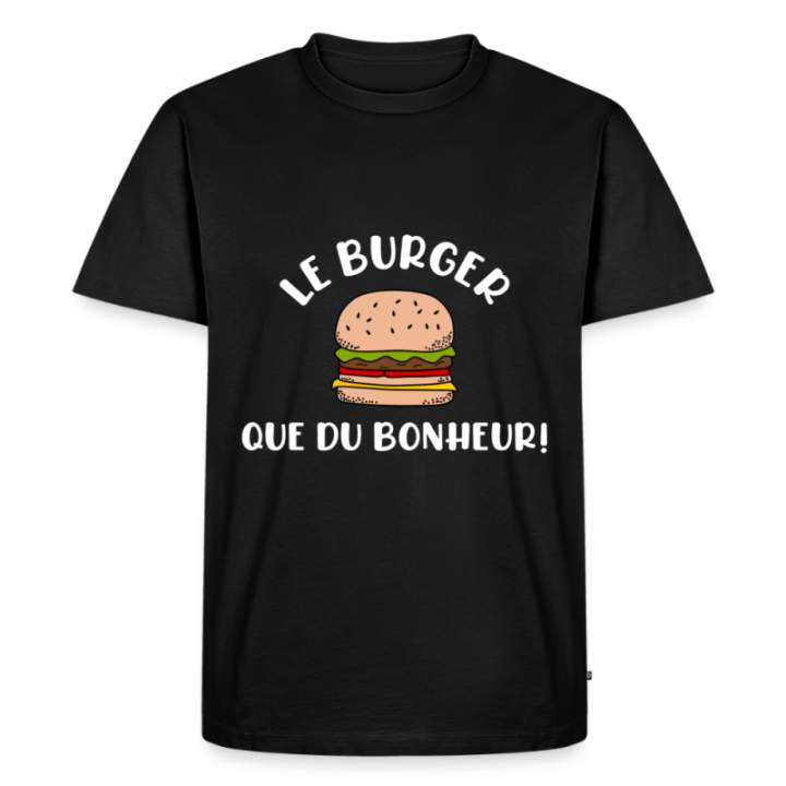 T-shirt premium homme - Burger: Que du bonheur - noir - front