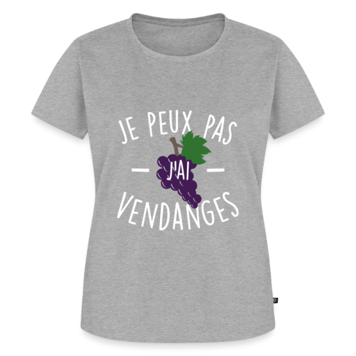 T-shirt premium femme - Je peux pas j'ai vendanges - gris chiné - front