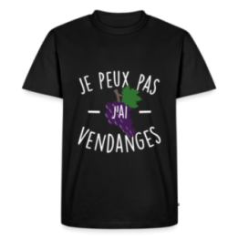 T-shirt premium homme - Je peux pas j'ai vendanges - noir - front