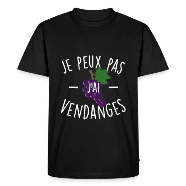 T-shirt premium homme - Je peux pas j'ai vendanges - noir - front