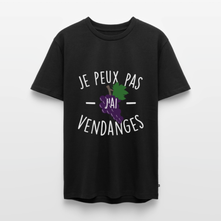 T-shirt premium homme - Je peux pas j'ai vendanges - noir - front