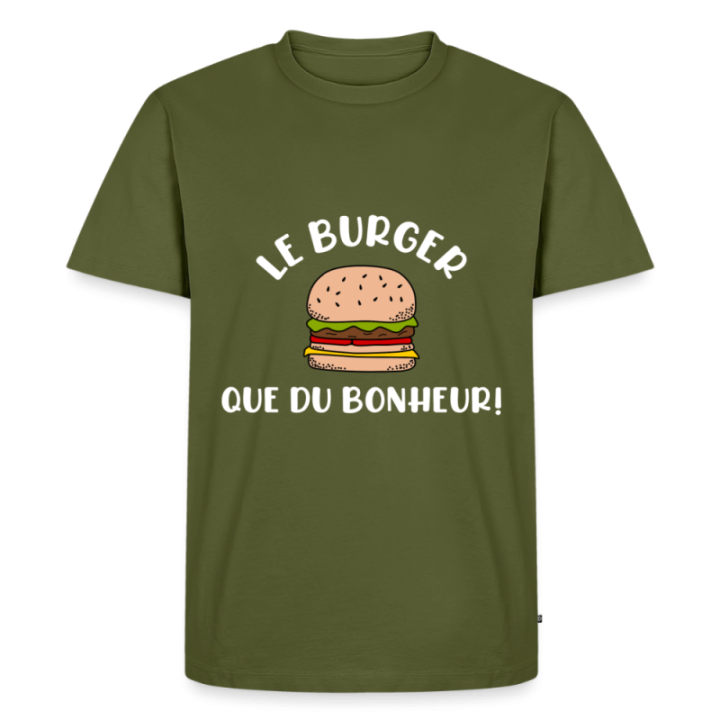 T-shirt premium homme - Burger: Que du bonheur - kaki - front