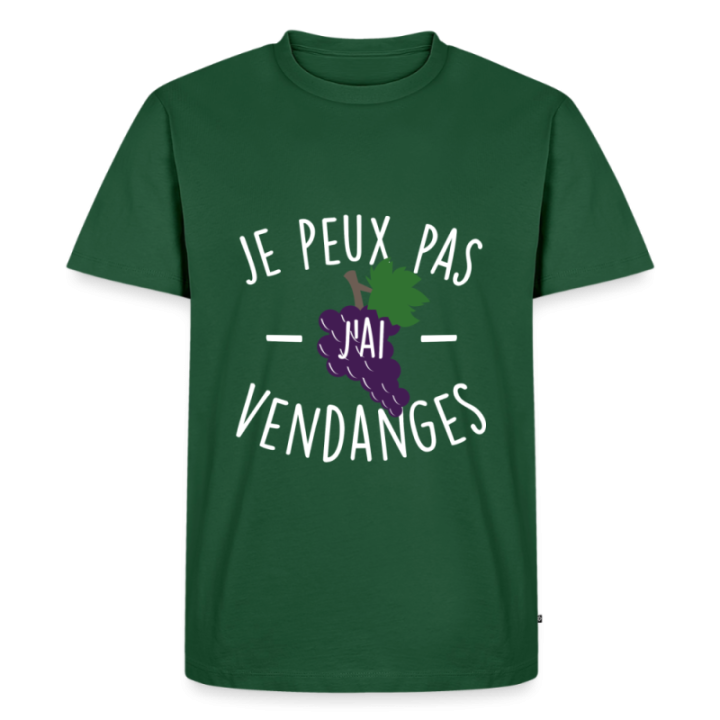 T-shirt premium homme - Je peux pas j'ai vendanges - vert bouteille - front