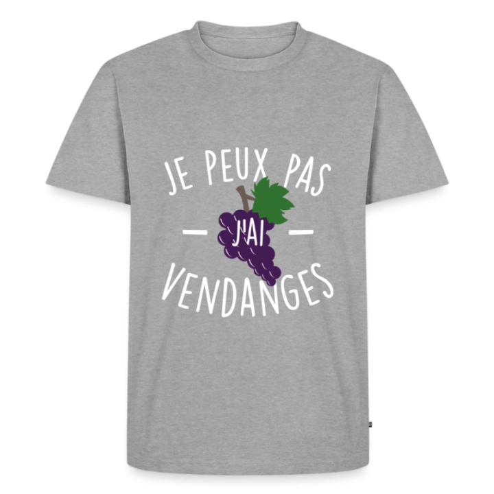 T-shirt premium homme - Je peux pas j'ai vendanges - gris chiné - front