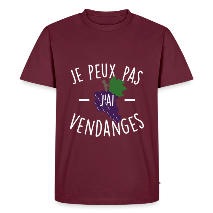 T-shirt premium homme - Je peux pas j'ai vendanges - bourgogne - front