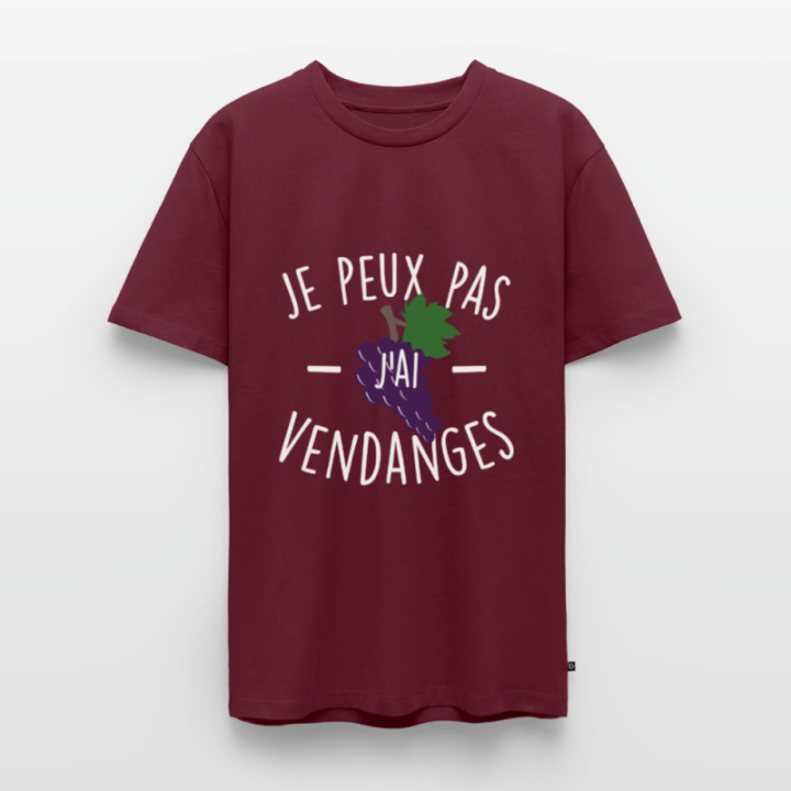 T-shirt premium homme - Je peux pas j'ai vendanges - bourgogne - front