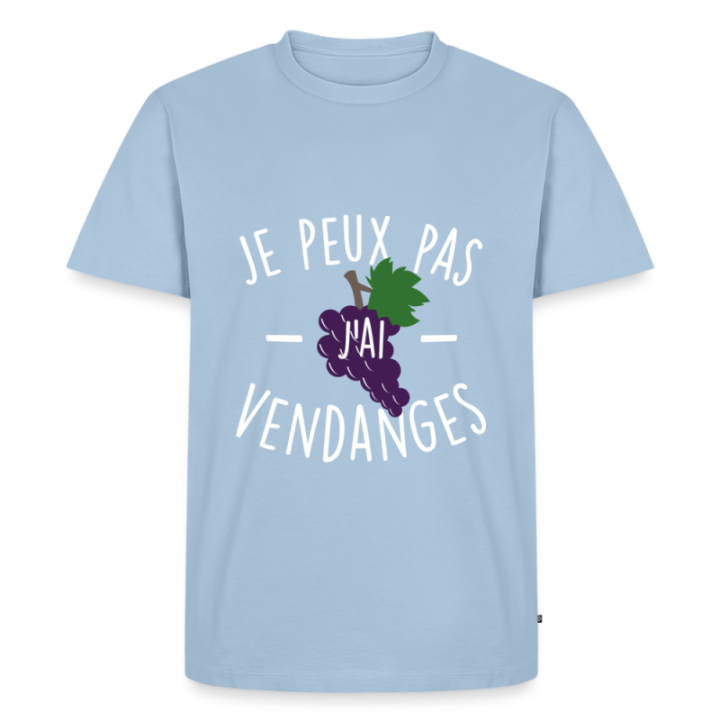T-shirt premium homme - Je peux pas j'ai vendanges - bleu clair - front