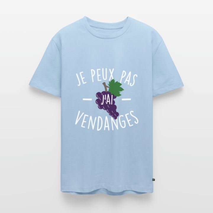 T-shirt premium homme - Je peux pas j'ai vendanges - bleu clair - front