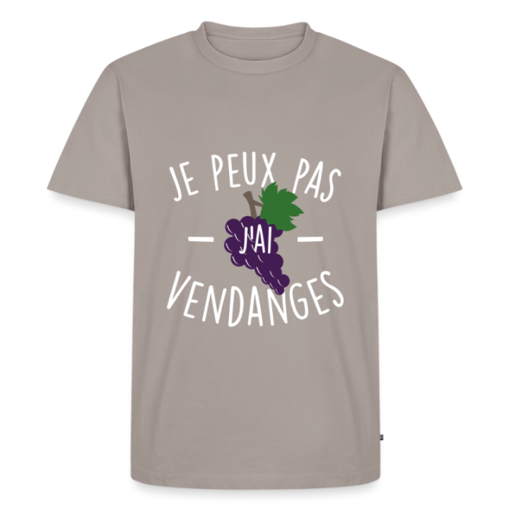 T-shirt premium homme - Je peux pas j'ai vendanges - taupe - front