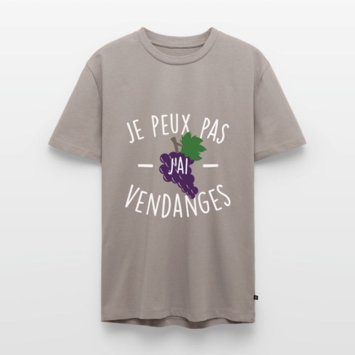 T-shirt premium homme - Je peux pas j'ai vendanges - taupe - front