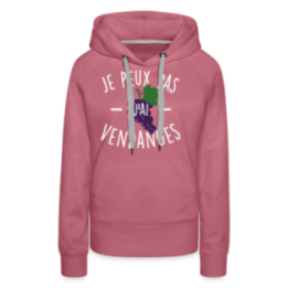 Sweat-shirt à capuche premium femme - Je peux pas j'ai vendanges - mauve - front