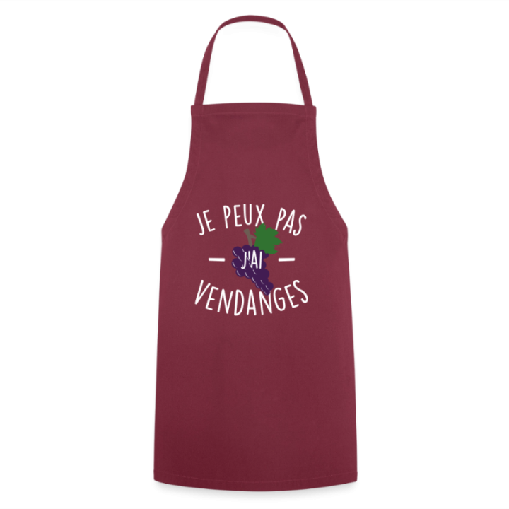 Tablier de cuisine - Je peux pas j'ai vendanges - bordeaux - front