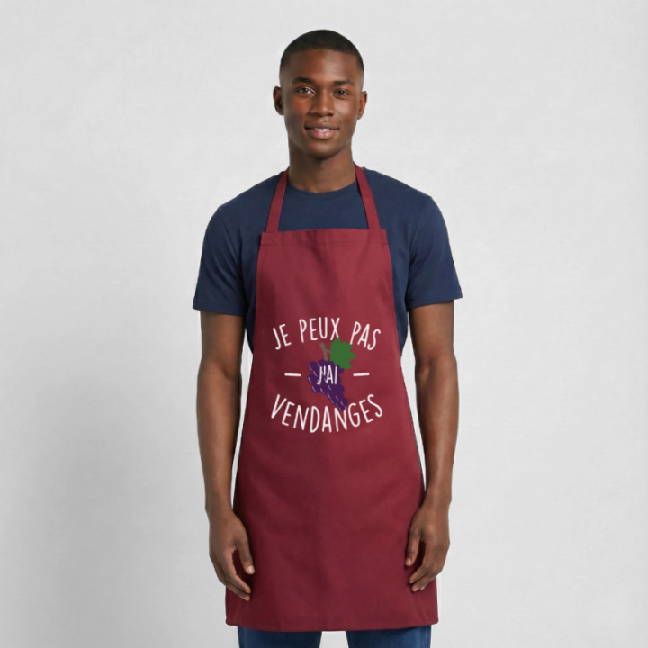 Tablier de cuisine - Je peux pas j'ai vendanges - bordeaux - front