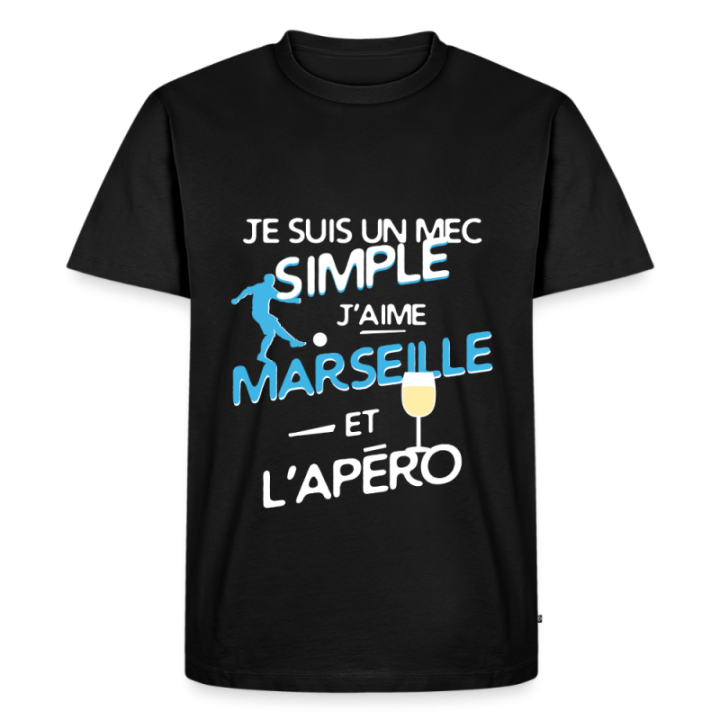 T-shirt premium homme - Un mec simple: Marseille et apéro - noir - front