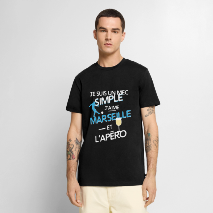 T-shirt premium homme - Un mec simple: Marseille et apéro - noir - front