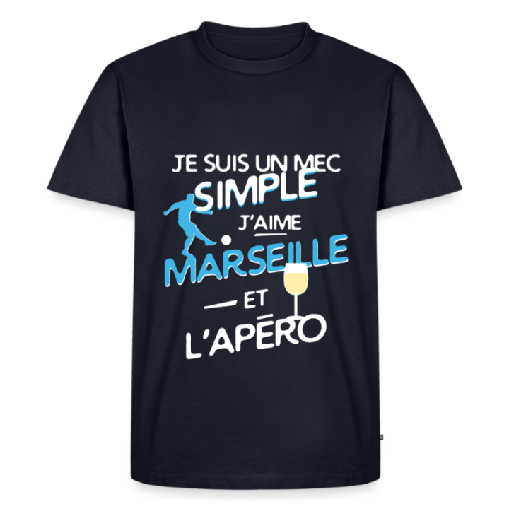 T-shirt premium homme - Un mec simple: Marseille et apéro - bleu marine - front