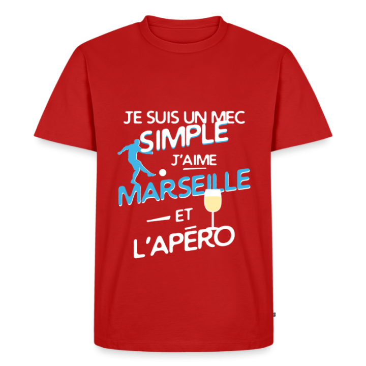 T-shirt premium homme - Un mec simple: Marseille et apéro - rouge - front