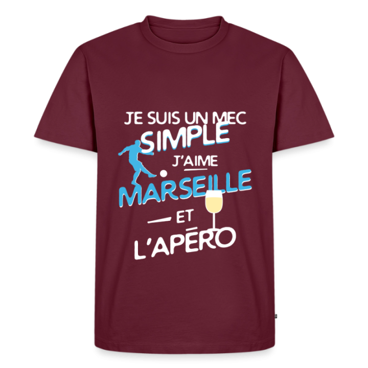 T-shirt premium homme - Un mec simple: Marseille et apéro - bourgogne - front
