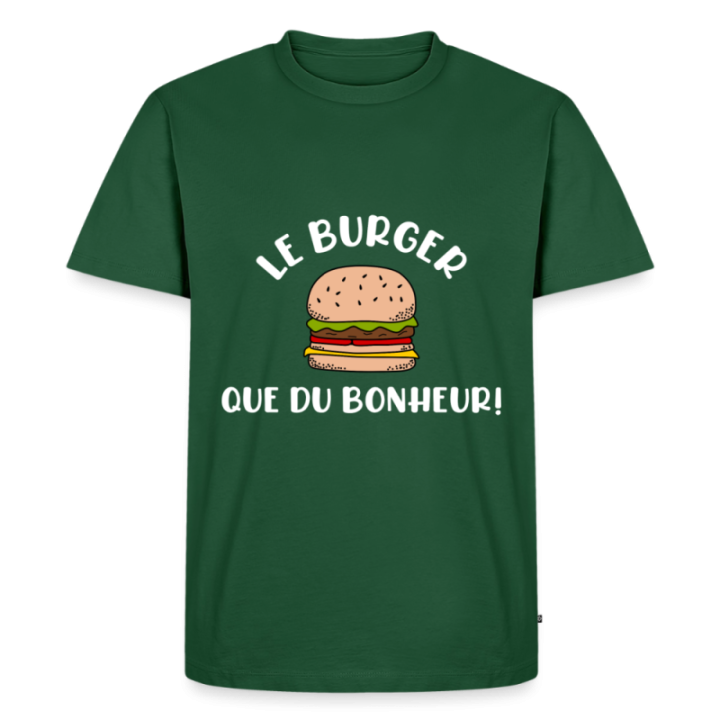 T-shirt premium homme - Burger: Que du bonheur - vert bouteille - front