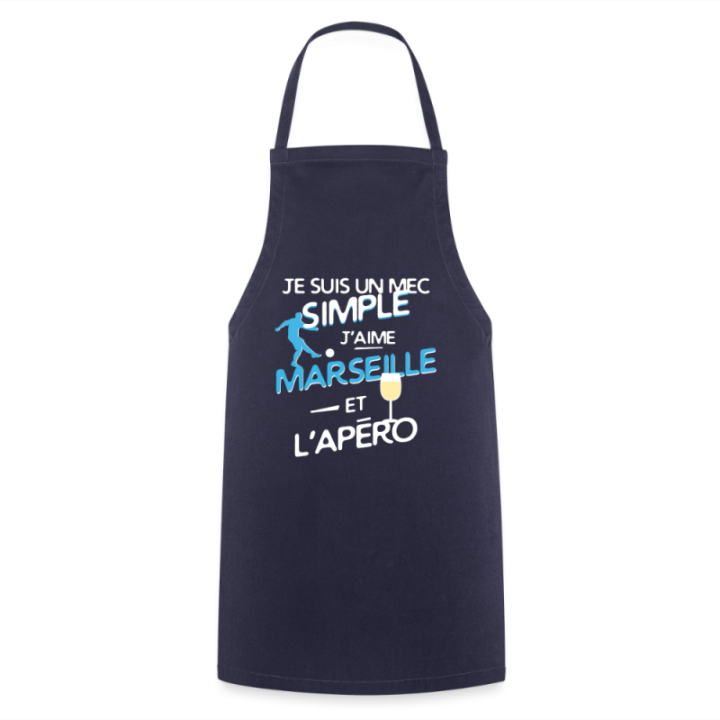 Tablier de cuisine - Un mec simple: Marseille et apéro - marine - front