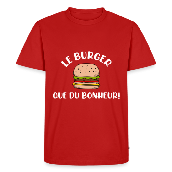 T-shirt premium homme - Burger: Que du bonheur - rouge - front