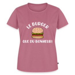 T-shirt premium femme - Burger: Que du bonheur - mauve - front