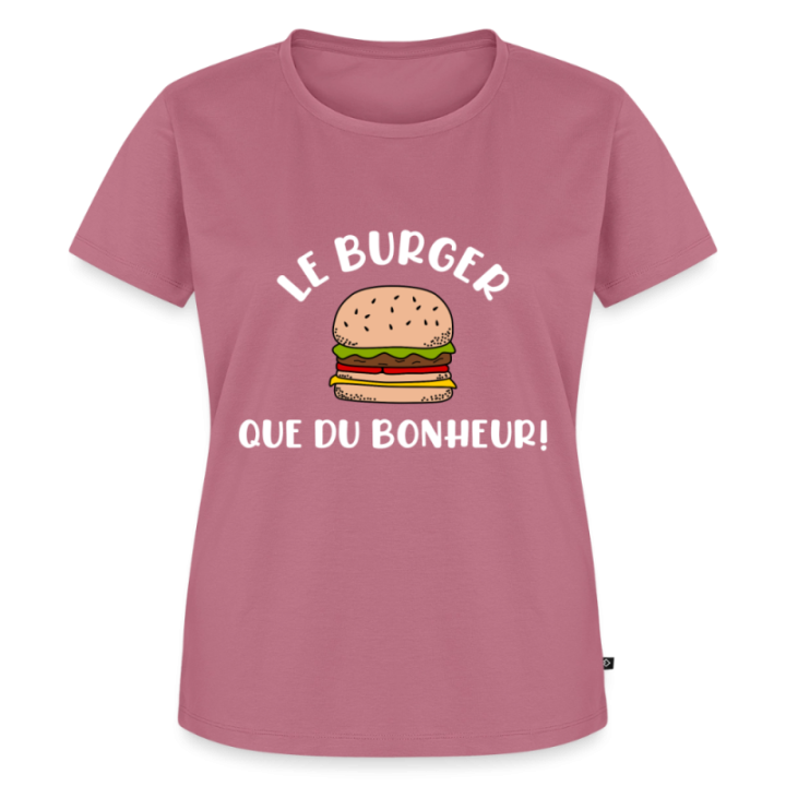 T-shirt premium femme - Burger: Que du bonheur - mauve - front