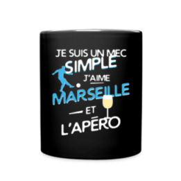 Mug uni - Un mec simple: Marseille et apéro - noir - front