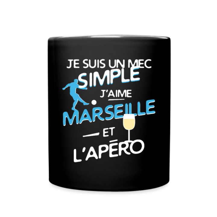 Mug uni - Un mec simple: Marseille et apéro - noir - front