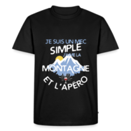 T-shirt premium homme - Un mec simple: Montagne et apéro - noir - front
