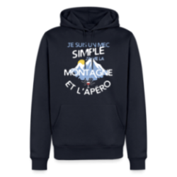 Sweat-shirt à capuche premium homme - Un mec simple: Montagne et apéro