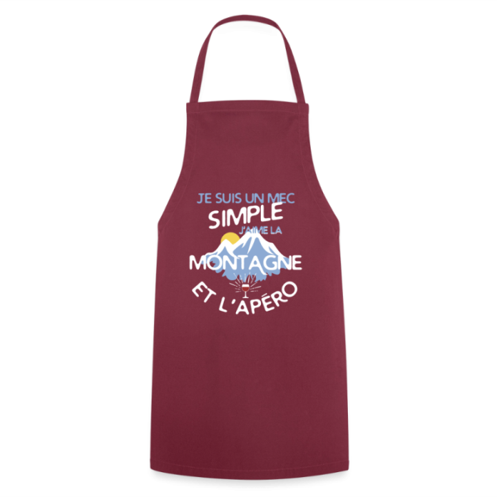Tablier de cuisine - Un mec simple: Montagne et apéro - bordeaux - front