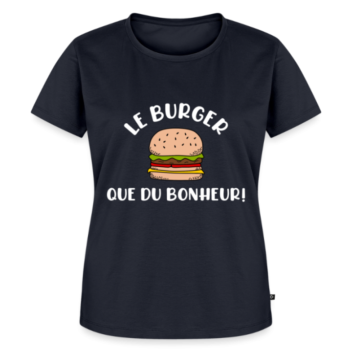 T-shirt premium femme - Burger: Que du bonheur - bleu marine - front