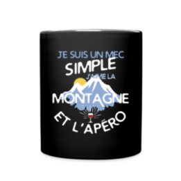 Mug uni - Un mec simple: Montagne et apéro - noir - front