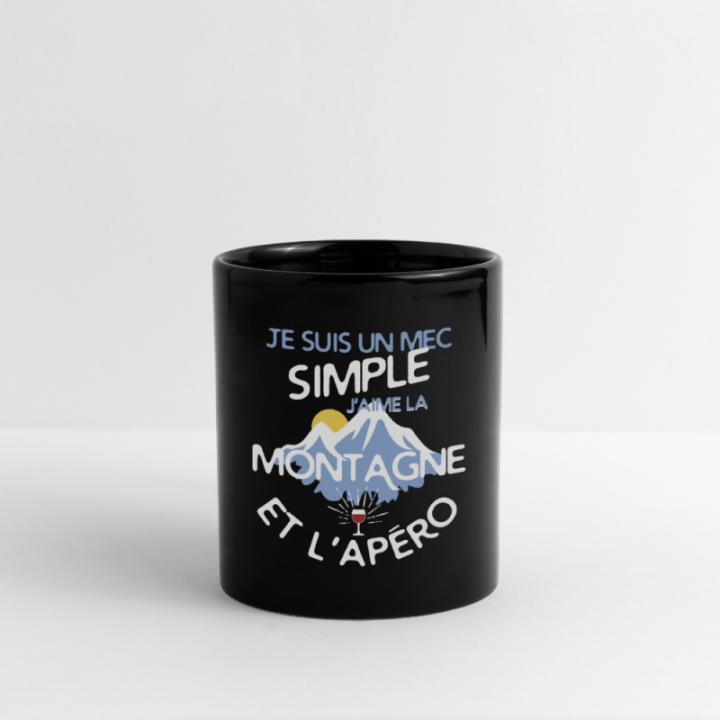 Mug uni - Un mec simple: Montagne et apéro - noir - front