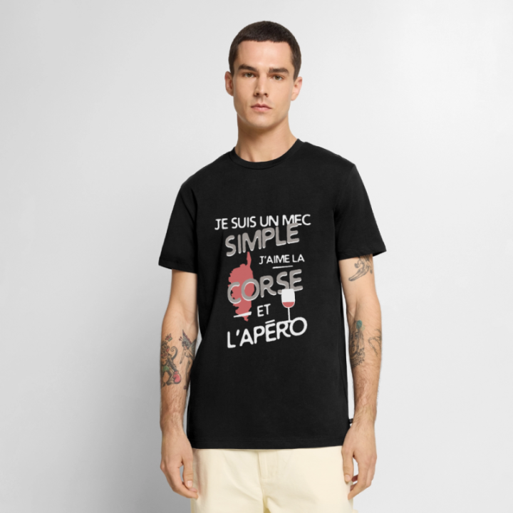 T-shirt premium homme - Un mec simple: Corse et apéro - noir - front