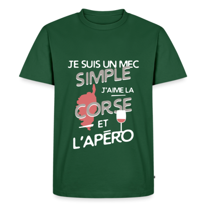 T-shirt premium homme - Un mec simple: Corse et apéro - vert bouteille - front