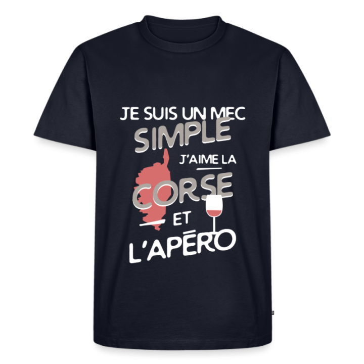 T-shirt premium homme - Un mec simple: Corse et apéro - bleu marine - front
