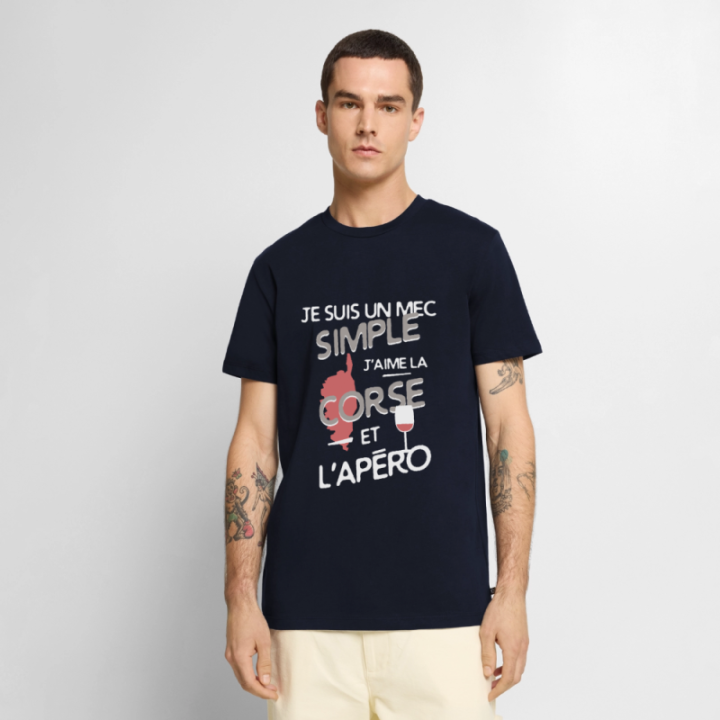 T-shirt premium homme - Un mec simple: Corse et apéro - bleu marine - front