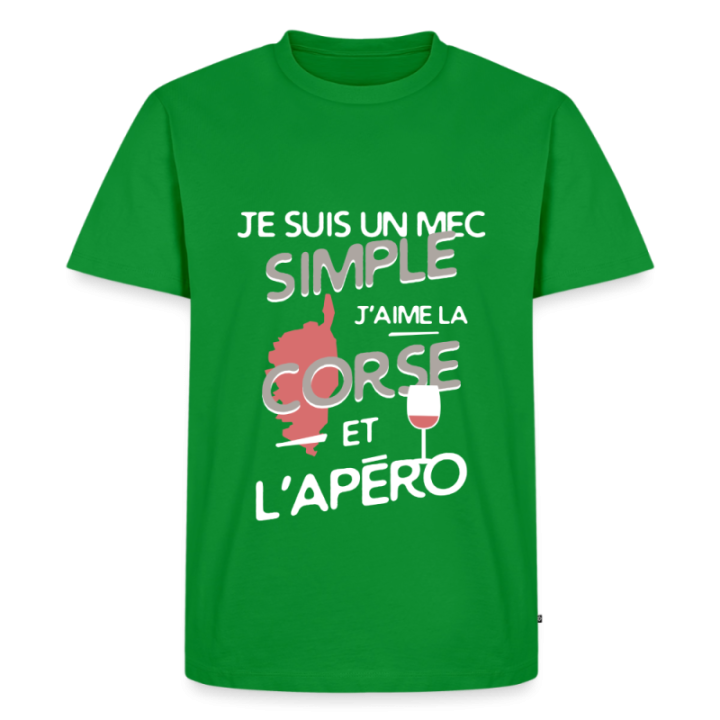 T-shirt premium homme - Un mec simple: Corse et apéro - vert - front